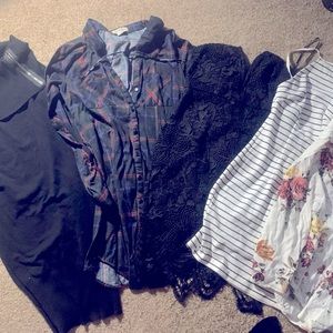 Sweater dress flannel dress strapless black b&w and strapless floral  all small